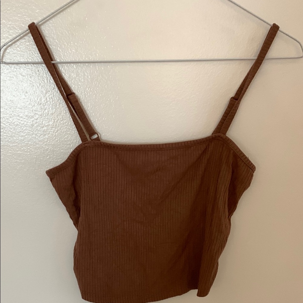 Bozzolo Brown Asymmetrical Crop Camisole